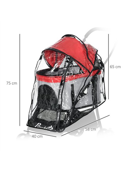 PawHut Rain Cover for Dog Pram Stroller, with Front and Rear Entry - pic 145165 | FastDaddyshop