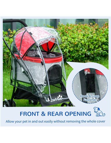 PawHut Rain Cover for Dog Pram Stroller, with Front and Rear Entry