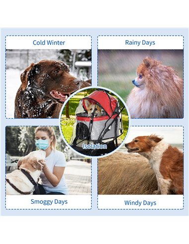 PawHut Rain Cover for Dog Pram Stroller, with Front and Rear Entry