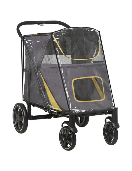 PawHut One-Click Foldable Pet Travel Stroller with Rain Cover, Cat Dog Pushchair with Universal Front Wheels, Shock Absorber, St - pic 145172 | FastDaddyshop