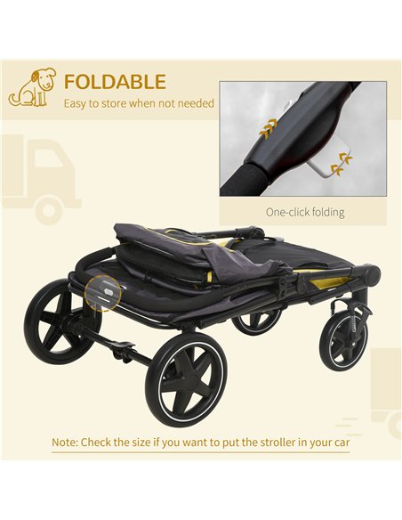 PawHut One-Click Foldable Pet Travel Stroller with Rain Cover, Cat Dog Pushchair with Universal Front Wheels, Shock Absorber, St - pic 145176 | FastDaddyshop