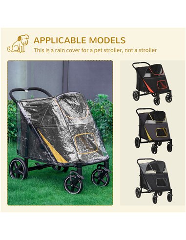 PawHut One-Click Foldable Pet Travel Stroller with Rain Cover, Cat Dog Pushchair with Universal Front Wheels, Shock Absorber, St