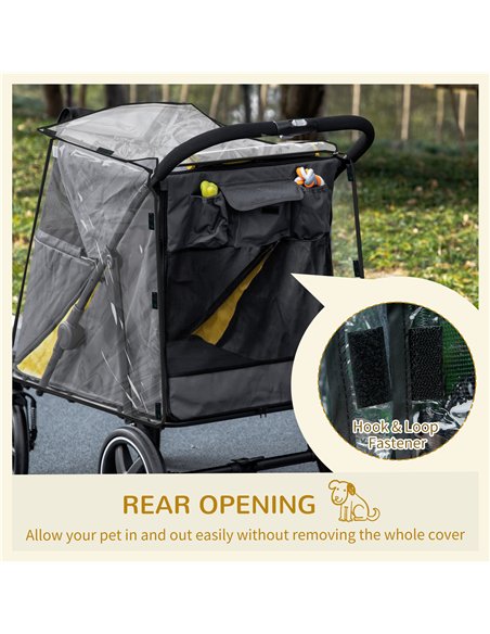 PawHut One-Click Foldable Pet Travel Stroller with Rain Cover, Cat Dog Pushchair with Universal Front Wheels, Shock Absorber, St - pic 145178 | FastDaddyshop
