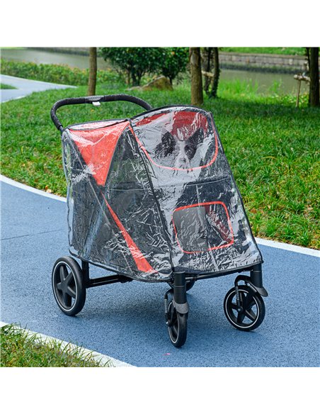 PawHut One-Click Foldable Pet Travel Stroller with Rain Cover, Cat Dog Pushchair with Universal Front Wheels, Shock Absorber, St - pic 145182 | FastDaddyshop