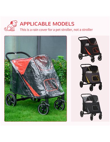 PawHut One-Click Foldable Pet Travel Stroller with Rain Cover, Cat Dog Pushchair with Universal Front Wheels, Shock Absorber, St