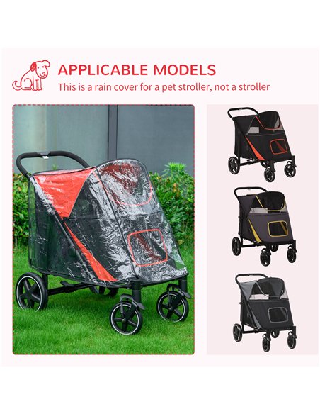 PawHut One-Click Foldable Pet Travel Stroller with Rain Cover, Cat Dog Pushchair with Universal Front Wheels, Shock Absorber, St - pic 145185 | FastDaddyshop
