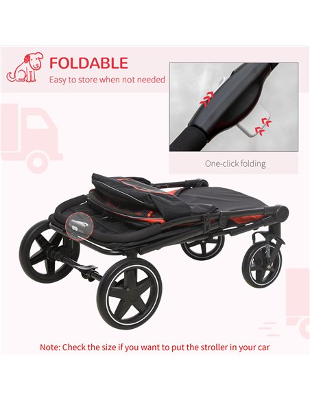 PawHut One-Click Foldable Pet Travel Stroller with Rain Cover, Cat Dog Pushchair with Universal Front Wheels, Shock Absorber, St - pic 145186 | FastDaddyshop