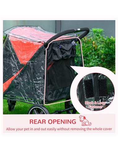 PawHut One-Click Foldable Pet Travel Stroller with Rain Cover, Cat Dog Pushchair with Universal Front Wheels, Shock Absorber, St