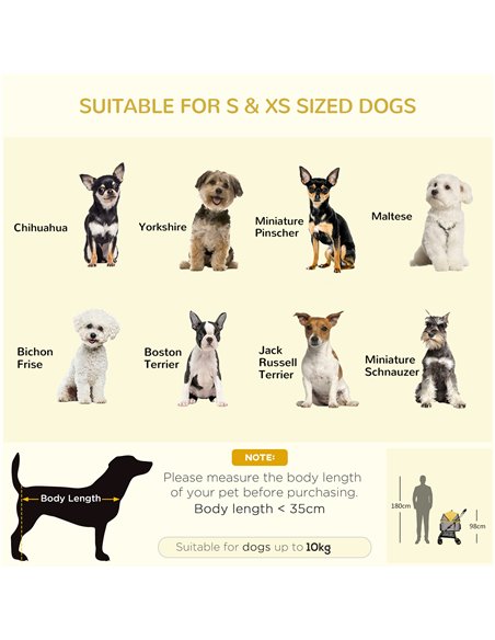 PawHut Detachable Pet Stroller with Rain Cover, 3 In 1 Cat Dog Pushchair, Foldable Carrying Bag w/ Universal Wheels, Brake, Cano - pic 145193 | FastDaddyshop