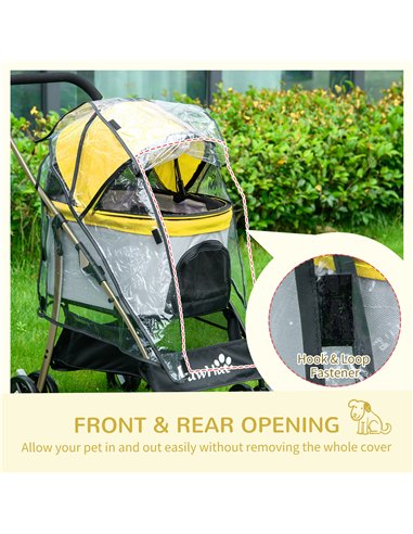 PawHut Detachable Pet Stroller with Rain Cover, 3 In 1 Cat Dog Pushchair, Foldable Carrying Bag w/ Universal Wheels, Brake, Cano