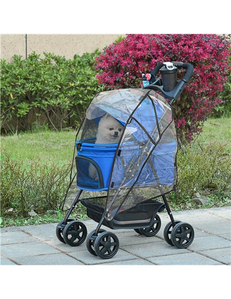 PawHut Dog Stroller with Rain Cover, Dog Pushchair One-Click Fold Trolley Jogger with EVA Wheels Brake Basket Adjustable Canopy  - pic 145200 | FastDaddyshop