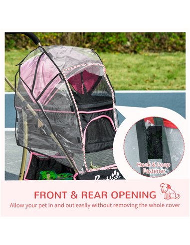 PawHut Detachable Pet Stroller with Rain Cover, 3 In 1 Cat Dog Pushchair, Foldable Carrying Bag w/ Universal Wheels, Brake, Cano