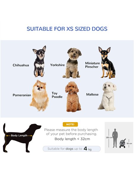 PawHut Dog Stroller with Rain Cover, Dog Pushchair One-Click Fold Trolley Jogger with EVA Wheels Brake Basket Adjustable Canopy  - pic 145220 | FastDaddyshop