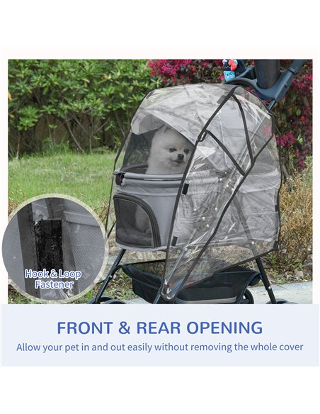 PawHut Dog Stroller with Rain Cover, Dog Pushchair One-Click Fold Trolley Jogger with EVA Wheels Brake Basket Adjustable Canopy  - pic 145223 | FastDaddyshop