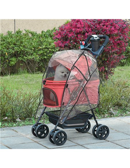 PawHut Dog Stroller with Rain Cover, Dog Pushchair One-Click Fold Trolley Jogger with EVA Wheels Brake Basket Adjustable Canopy  - pic 145227 | FastDaddyshop