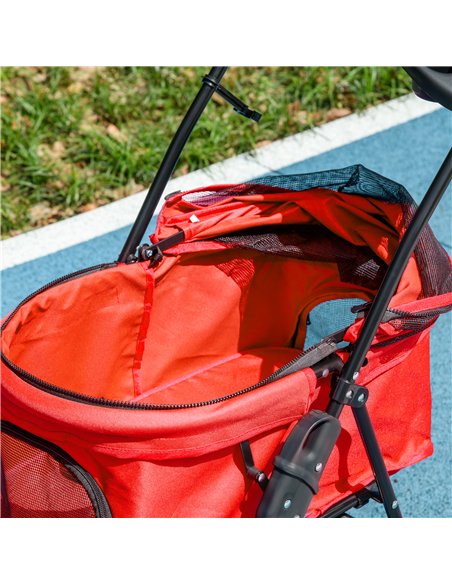 PawHut Dog Stroller with Rain Cover, Dog Pushchair One-Click Fold Trolley Jogger with EVA Wheels Brake Basket Adjustable Canopy  - pic 145234 | FastDaddyshop