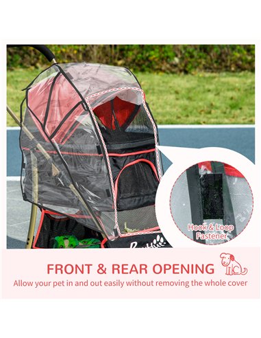 PawHut Detachable Pet Stroller with Rain Cover, 3 In 1 Cat Dog Pushchair, Foldable Carrying Bag w/ Universal Wheels, Brake, Cano