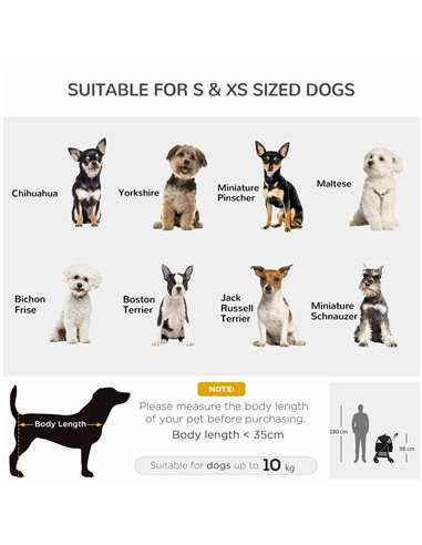 PawHut Detachable Pet Stroller with Rain Cover, 3 In 1 Cat Dog Pushchair, Foldable Carrying Bag w/ Universal Wheels, Brake, Cano