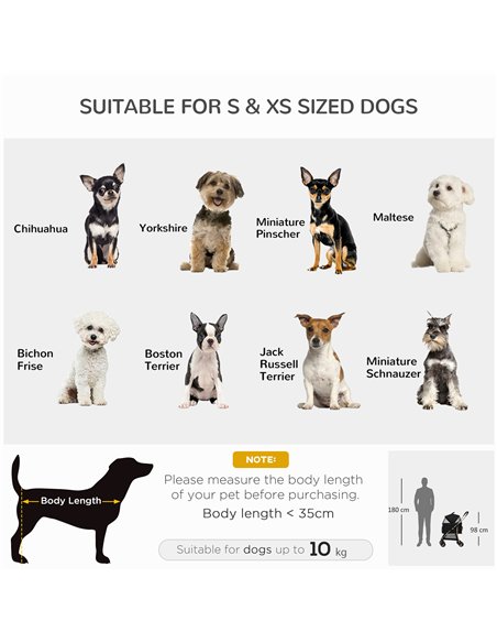 PawHut Detachable Pet Stroller with Rain Cover, 3 In 1 Cat Dog Pushchair, Foldable Carrying Bag w/ Universal Wheels, Brake, Cano - pic 145247 | FastDaddyshop