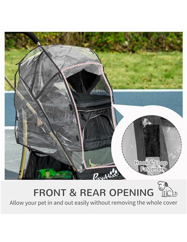 PawHut Detachable Pet Stroller with Rain Cover, 3 In 1 Cat Dog Pushchair, Foldable Carrying Bag w/ Universal Wheels, Brake, Cano