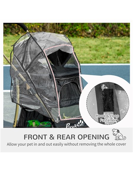 PawHut Detachable Pet Stroller with Rain Cover, 3 In 1 Cat Dog Pushchair, Foldable Carrying Bag w/ Universal Wheels, Brake, Cano - pic 145250 | FastDaddyshop