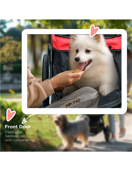 PawHut Foldable Pet Stroller with Three Wheels, for Small, Medium Dogs, Red - pic 145260 | FastDaddyshop
