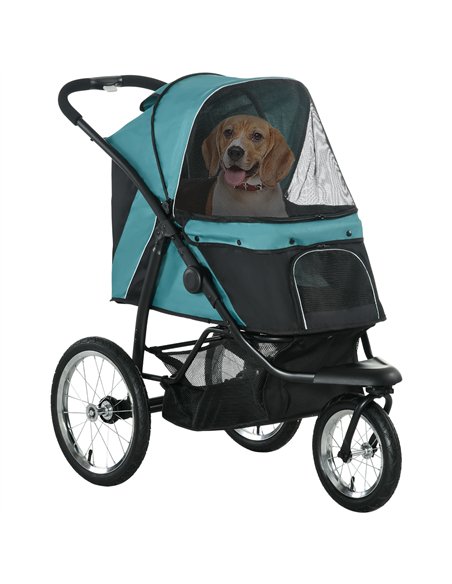 PawHut Foldable Pet Stroller Jogger, with Three Wheels, Canopy, for Medium and Small Dogs, Green - pic 145271 | FastDaddyshop