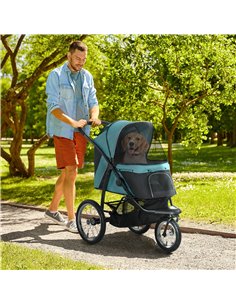 PawHut Foldable Pet Stroller Jogger, with Three Wheels, Canopy, for Medium and Small Dogs, Green 2