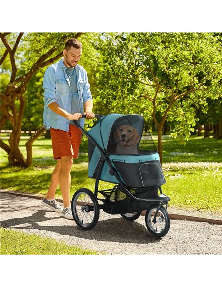 PawHut Foldable Pet Stroller Jogger, with Three Wheels, Canopy, for Medium and Small Dogs, Green - pic 145272 | FastDaddyshop