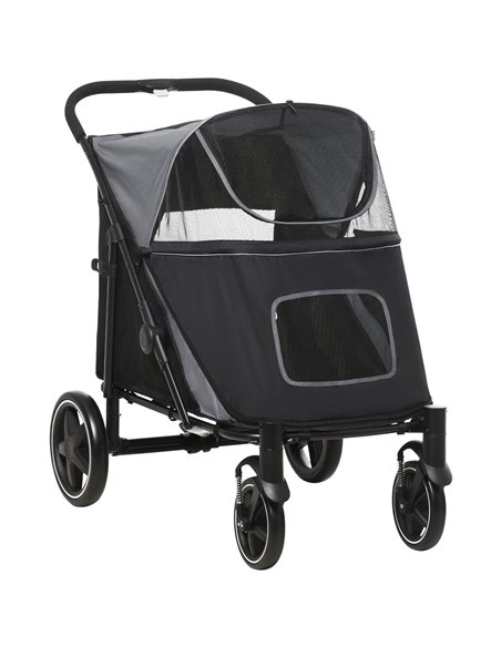 PawHut Foldable Pet Stroller, with Universal Wheels, Shock Absorber, for Medium and Large Dogs - Black - pic 145280 | FastDaddyshop