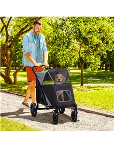 PawHut Foldable Pet Stroller, with Universal Wheels, Shock Absorber, for Medium and Large Dogs - Black 2