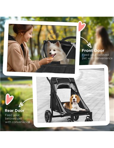 PawHut Foldable Pet Stroller, with Universal Wheels, Shock Absorber, for Medium and Large Dogs - Black