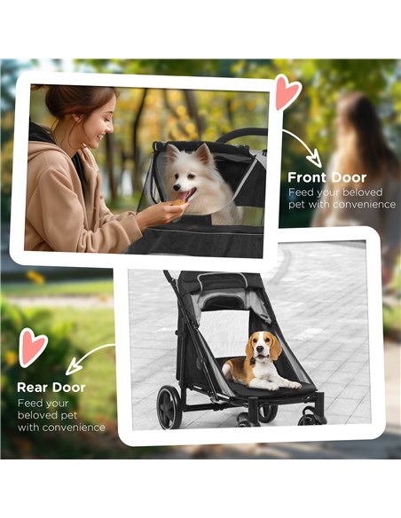 PawHut Foldable Pet Stroller, with Universal Wheels, Shock Absorber, for Medium and Large Dogs - Black - pic 145286 | FastDaddyshop