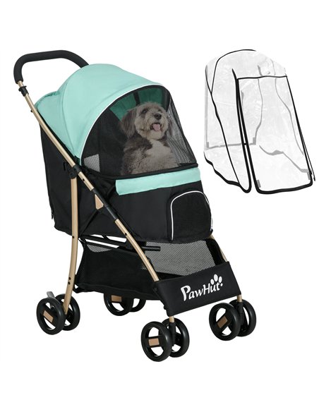 PawHut Pet Stroller for Small and Miniature Dogs, with Rain Cover - Green - pic 145289 | FastDaddyshop