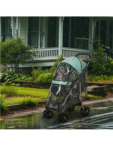 PawHut Pet Stroller for Small and Miniature Dogs, with Rain Cover - Green