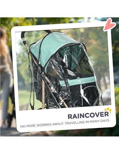 PawHut Pet Stroller for Small and Miniature Dogs, with Rain Cover - Green