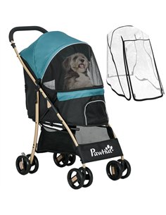 PawHut Pet Stroller for Small and Miniature Dogs, with Rain Cover - Dark Green