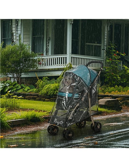 PawHut Pet Stroller for Small and Miniature Dogs, with Rain Cover - Dark Green - pic 145299 | FastDaddyshop