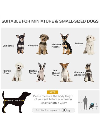 PawHut Pet Stroller for Small and Miniature Dogs, with Rain Cover - Dark Green