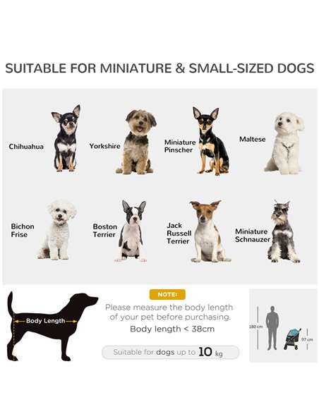PawHut Pet Stroller for Small and Miniature Dogs, with Rain Cover - Dark Green - pic 145301 | FastDaddyshop