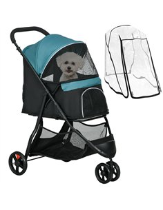 PawHut Foldable Pet Stroller w/ Rain Cover, for XS Dogs, S Dogs - Dark Green