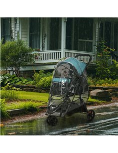 PawHut Foldable Pet Stroller w/ Rain Cover, for XS Dogs, S Dogs - Dark Green 2