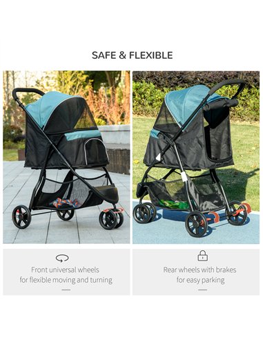 PawHut Foldable Pet Stroller w/ Rain Cover, for XS Dogs, S Dogs - Dark Green