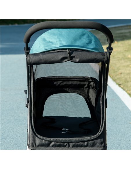 PawHut Foldable Pet Stroller w/ Rain Cover, for XS Dogs, S Dogs - Dark Green - pic 145315 | FastDaddyshop