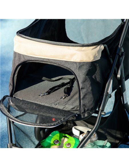 PawHut Foldable Pet Stroller w/ Rain Cover, for XS Dogs, S Dogs - Khaki - pic 145323 | FastDaddyshop