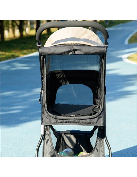 PawHut Foldable Pet Stroller w/ Rain Cover, for XS Dogs, S Dogs - Khaki - pic 145324 | FastDaddyshop