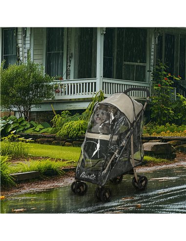 PawHut Pet Stroller for Small and Miniature Dogs, with Rain Cover - Khaki