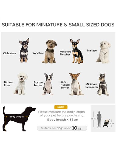 PawHut Pet Stroller for Small and Miniature Dogs, with Rain Cover - Khaki