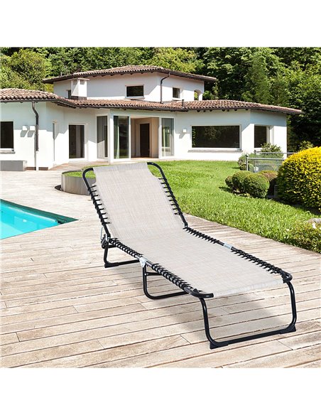Outsunny 4 Level Foldable Sun Lounger with Steel Frame, Recliner Chair for Camping, Cream White - pic 14533 | FastDaddyshop