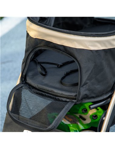 PawHut Pet Stroller for Small and Miniature Dogs, with Rain Cover - Khaki